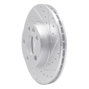 Volkswagen EuroVan Brake Rotor (1) - Front Right - R1 Concepts - Drilled & Slotted - Silver - `96-`00